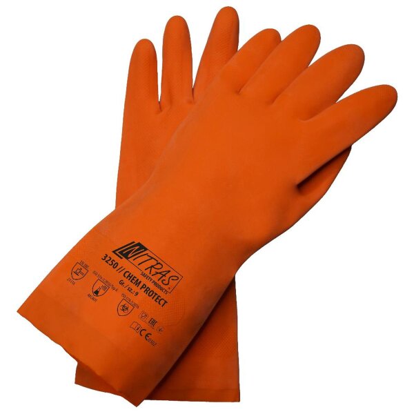 Nitras Chem Protect Chemikalienhandschuhe |  orange | Latexhandschuhe | Gr. 7 - 11