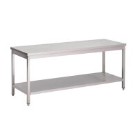 Arbeitstisch Gastro M mit Regalboden - Edelstahl - 140 cm