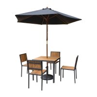 Bolero Stahl- und Akazienholzstühle ohne Armlehnen | 4 Stühle