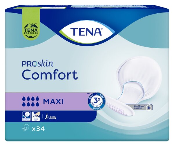 TENA Comfort Maxi - 2 x 34 Stück - 64 cm - 68 Vorlagen