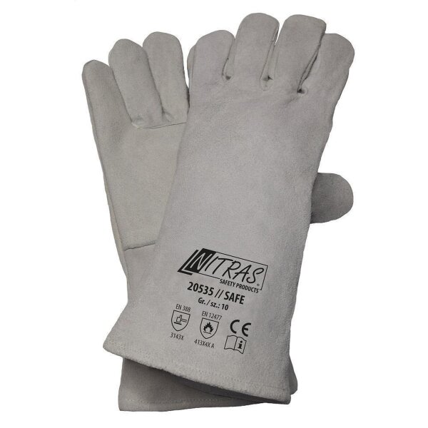 Arbeitshandschuhe | 12 Paar Schweißerhandschuhe SAFE  | Gr. 9 - 11