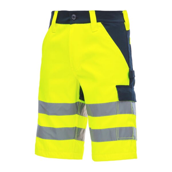 Nitras Motion Tex Viz Warnschutz Arbeitshose | neongelb | Gr. 42 - 68 | kurze Hose