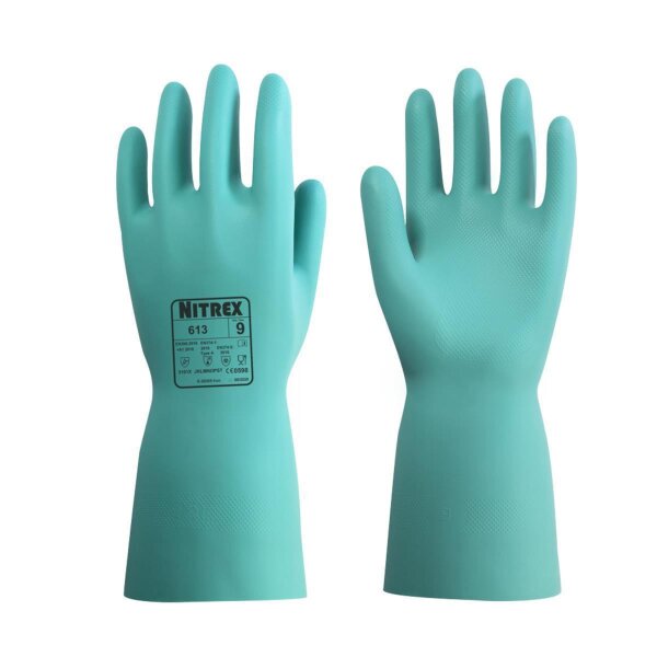 Arbeitshandschuhe | 100 Paar Nitrex 613 | grün-blau | Gr. XS - XL | Nitrilhandschuhe