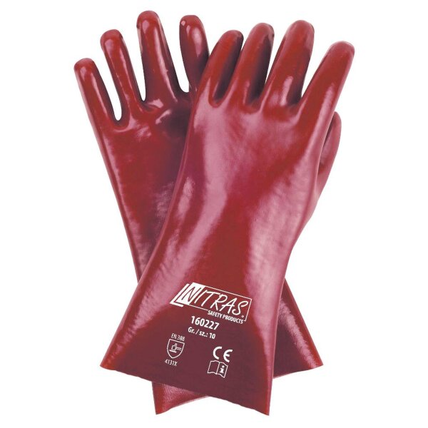 Nitras Chemikalienschutzhandschuhe  rot  PVC  Gr. 10  60 Paar Schutzhandschuhe