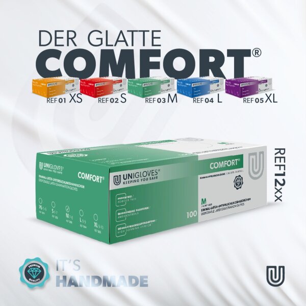 1000 Latexhandschuhe Unigloves Comfort  Gr. XS - XL  unsteril - Einmalhandschuhe