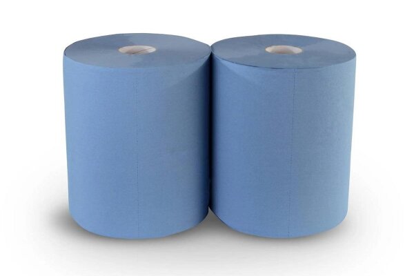 Industrierolle Quicky - 2-lagig - blau - recycling - 33cm - 2 Putztuchrollen