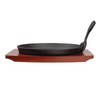 Olympia runde Servierpfanne | mit Holzuntersetzer | Ø 22cm | 4 Pfannen