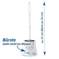 WC-Garnitur - wei&szlig; - Stiel mit schwarzem Silikonb&uuml;rstenkopf - 10 WC-B&uuml;rsten