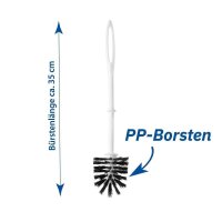 WC-Garnitur - wei&szlig; - Stiel mit schwarzem Silikonb&uuml;rstenkopf - 10 WC-B&uuml;rsten