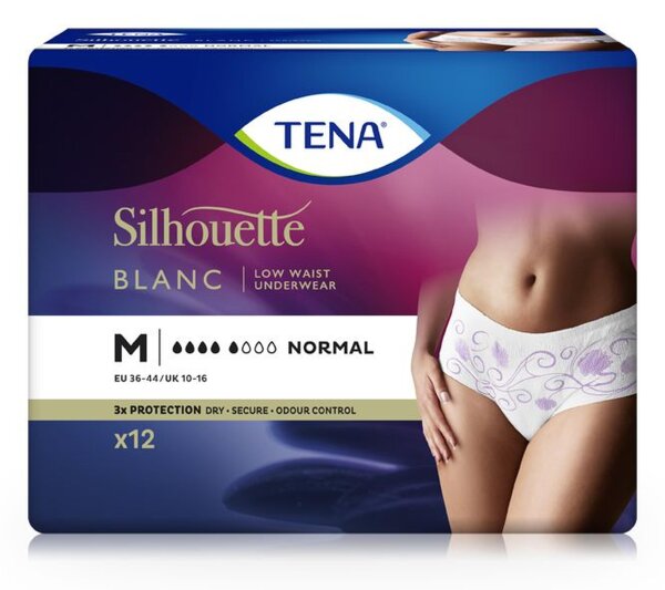 TENA Silhouette Plus White - 24 Inkontinenzslips - Gr. M - weiß/lila