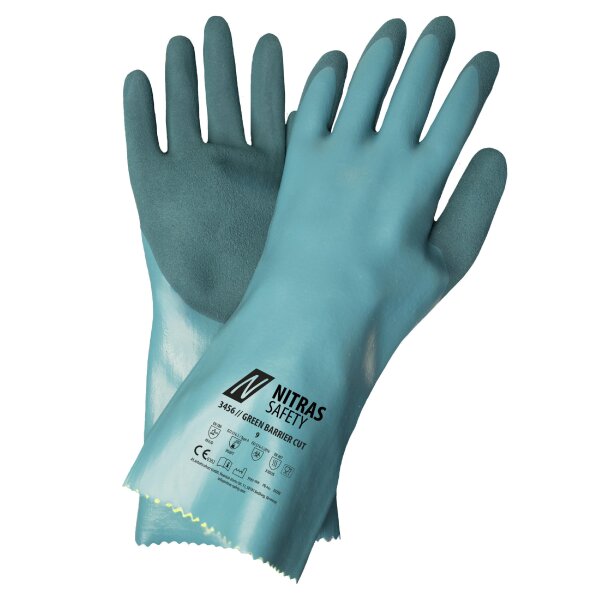 Nitras GREEN BARRIER CUT 3456 | 12 Paar Schutzhandschuhe | Gr. 8 - 12