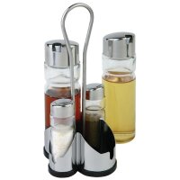 APS 5-teiliges Menagenset | Glas und Edelstahl | 3 Sets