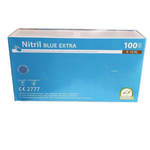 Medi-Inn Nitril Blue Extra - puderfrei -  1 Palette - Einmalhandschuhe