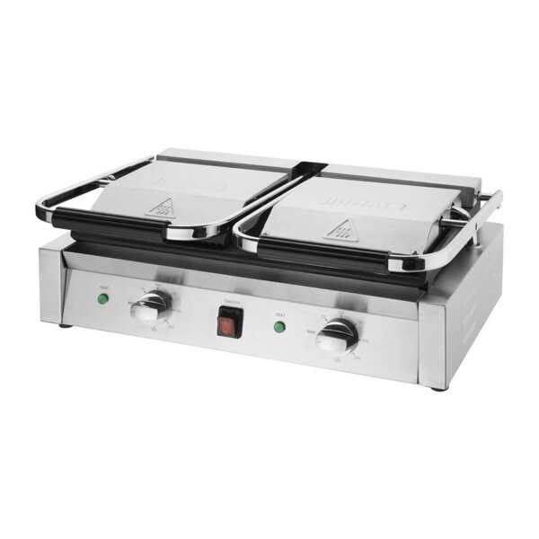 Buffalo Bistro Doppelkontakt-Grill | 2,9 kW | Flache & gerippte obere Platten