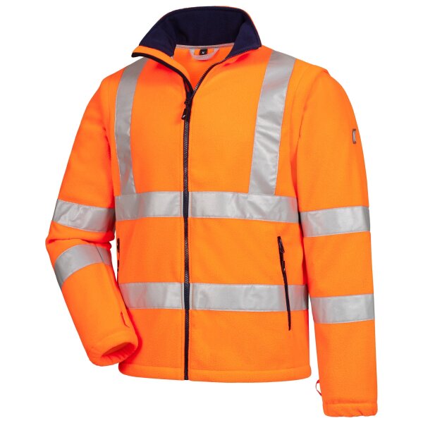 Nitras Motion Tex Fleecejacke | Gr. XS - 5XL | orange | abnehmbare Ärmel | Warnschutz
