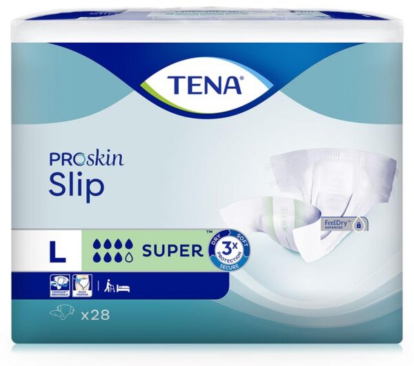 90 TENA ProSkin Slip Super - extra breite Klettverschlüsse - Gr. S - XL