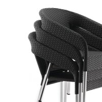 4 Bolero Rattanstühle mit Armlehne - anthrazit - stapelbar