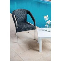 4 Bolero Rattanstühle mit Armlehne - anthrazit - stapelbar