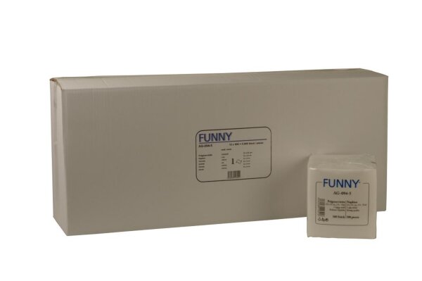 5000 Prägeservietten FUNNY | 1-lagig | 1/4-Falz | weiß | 32 x 32 cm