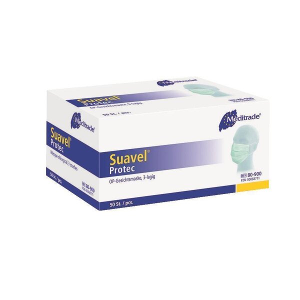 50 Suavel Protec Schutzmasken - grün - Typ II - 3-lagig - Mundschutz