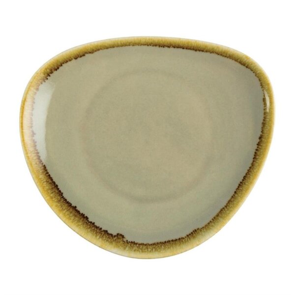 6 Olympia Kiln Moos dreieckige Teller | Ø 28cm | Porzellan | spülmaschinenfest