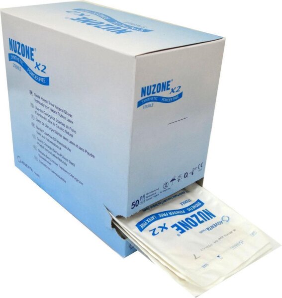 200 Paar Nuzone X2 OP-Handschuhe - Gr&ouml;&szlig;en 6 - 9 - steril - puderfrei - braun - latexfrei - Einweghandschuhe