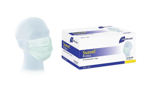 200 Suavel Protec Schutzmasken - grün - Typ II - 3-lagig - Mundschutz