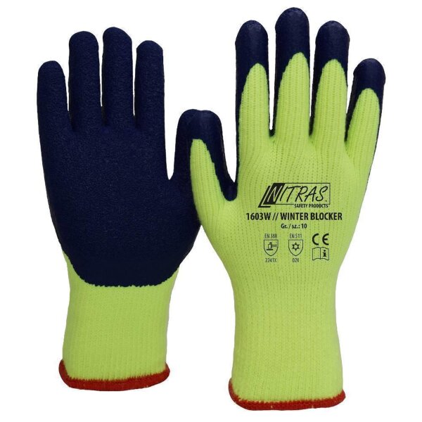 Arbeitshandschuhe | 12 Paar Nitras Winter Blocker Winterhandschuhe | Gr. 8 - 11
